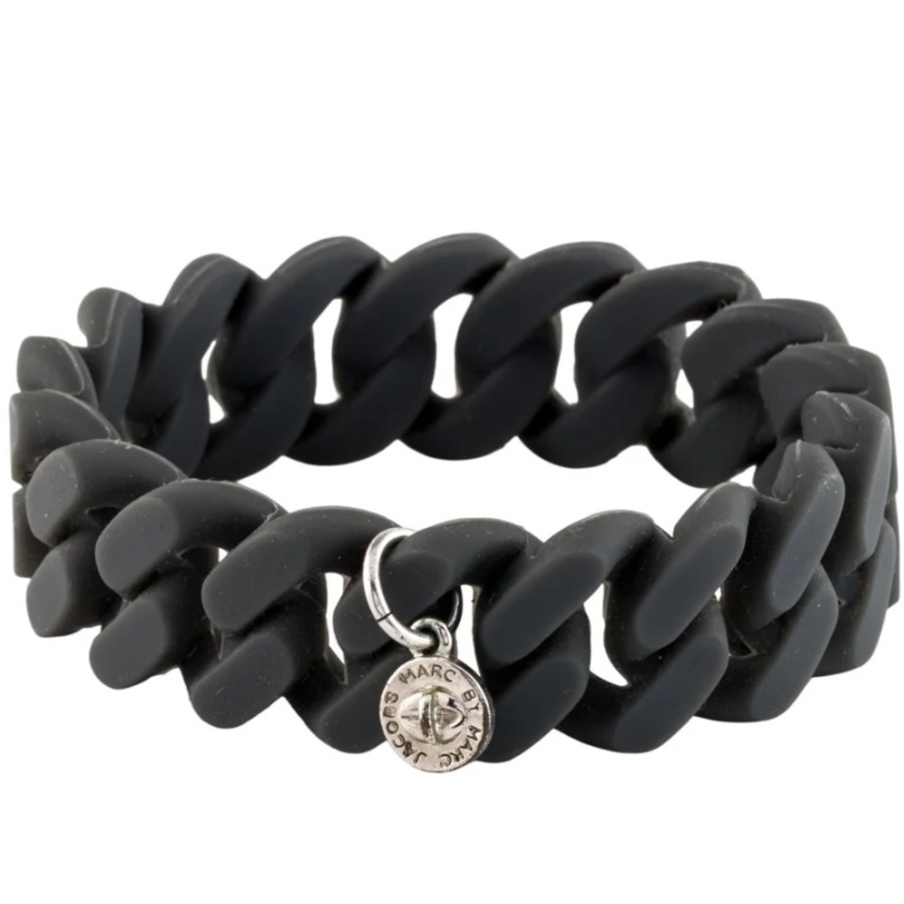 Marc Jacobs Navy Rubber Turn Lock Chunky Chain Bracelet